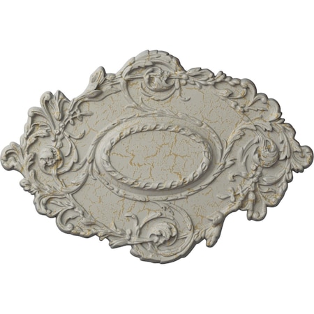 Kinsley Flowing Leaf Ceiling Medallion, Hand-Painted Pot of Cream Crackle, 30 3/8"W x 20 3/4"H x 1"P